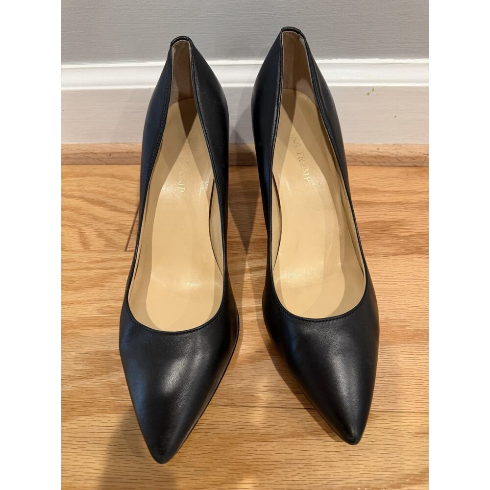 Ivanka Trump Black Chunky Heel Pumps Leather Sz 9.5
